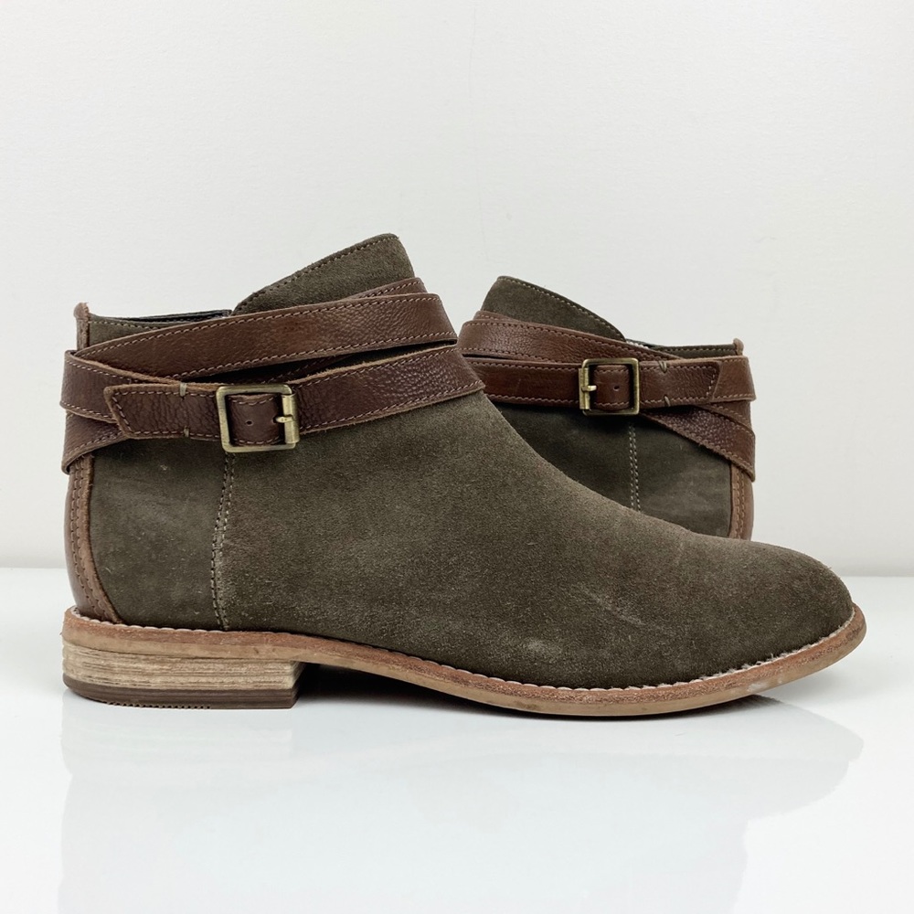 Clarks Women’s Artisan Marypearl Edie Ankle Boots Olive Green Suede Size 9.5 M